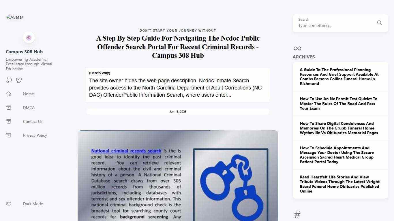 A Step By Step Guide For Navigating The Ncdoc Public Offender Search Portal For Recent Criminal Records - Campus 308 Hub